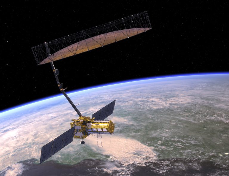Artists_concept_of_NISAR_over_Earth