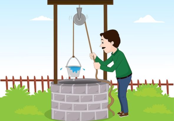man-pulling-water-well-vector-illustration_904112-321