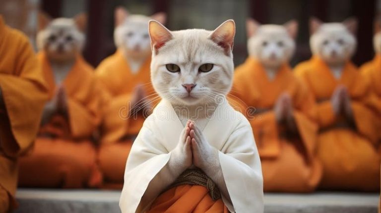 buddhist-cat-animal-worship-funny-illustration-cat-folded-paws-buddhist-cat-animal-worship-funny-illustration-cat-285738713