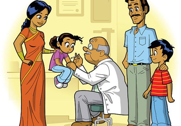 Indian Family Visiting Doctor's Office and Daughter Gets a Shot