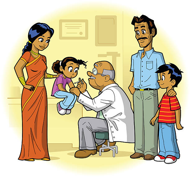 Indian Family Visiting Doctor's Office and Daughter Gets a Shot